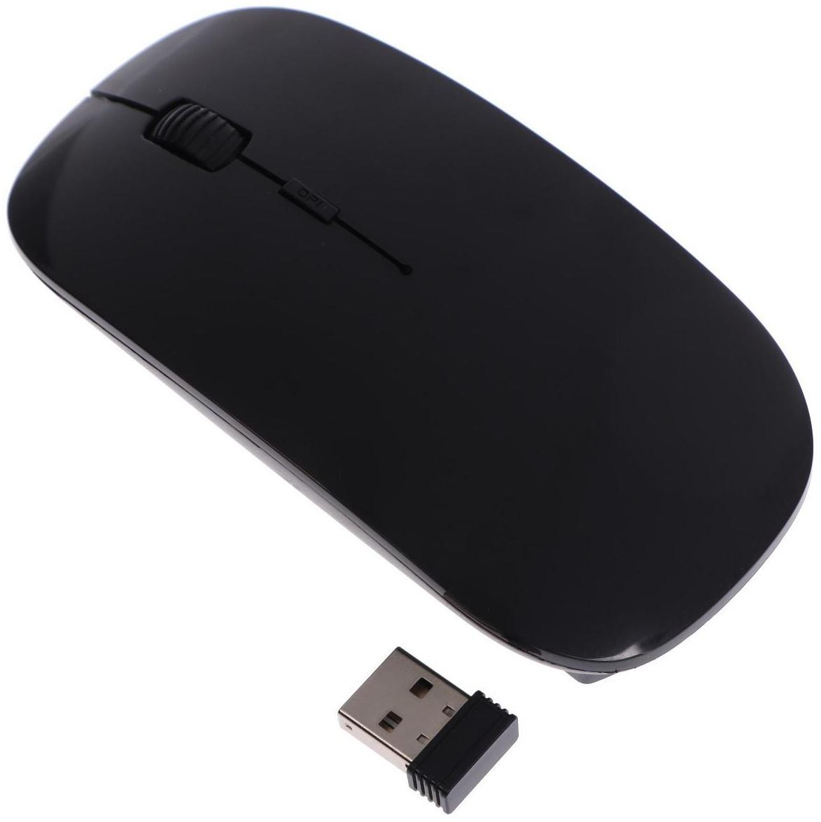 Мышь LuazON MB-1.0, беспроводная, оптическая, 1600 dpi, USB, чёрная