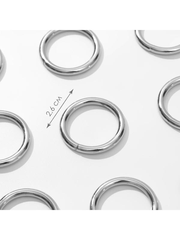Кольца для сумок, d = 20 мм, толщина - 3 мм, 10 шт, цвет серебряный