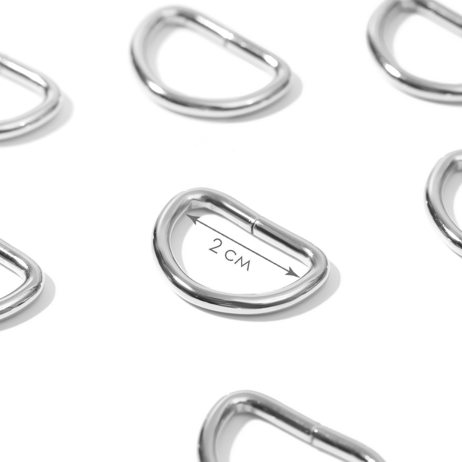 Полукольца для сумок, d = 20 мм, толщина - 3 мм, 10 шт, цвет серебряный