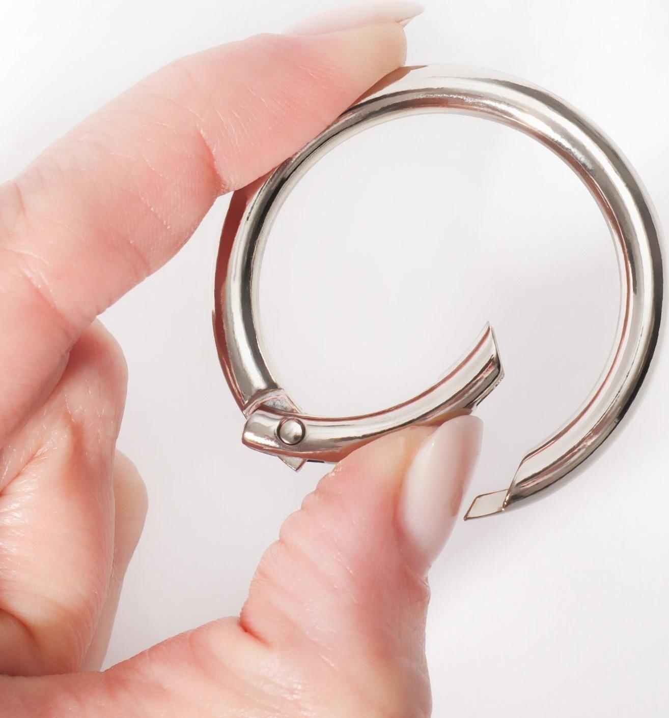 Кольцо-карабин, d = 35/45 мм, толщина - 5 мм, 5 шт, цвет серебряный