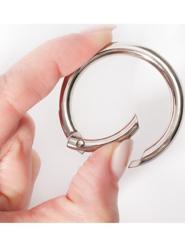 Кольцо-карабин, d = 35/45 мм, толщина - 5 мм, 5 шт, цвет серебряный