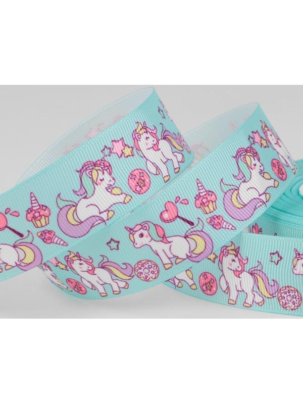 Лента репсовая «Единороги», 25 мм, 18 ± 1 м, разноцветная