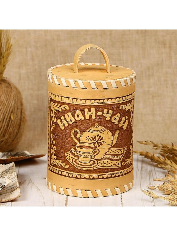 Туес «Иван-чай», 8,5×8,5×14 см, береста