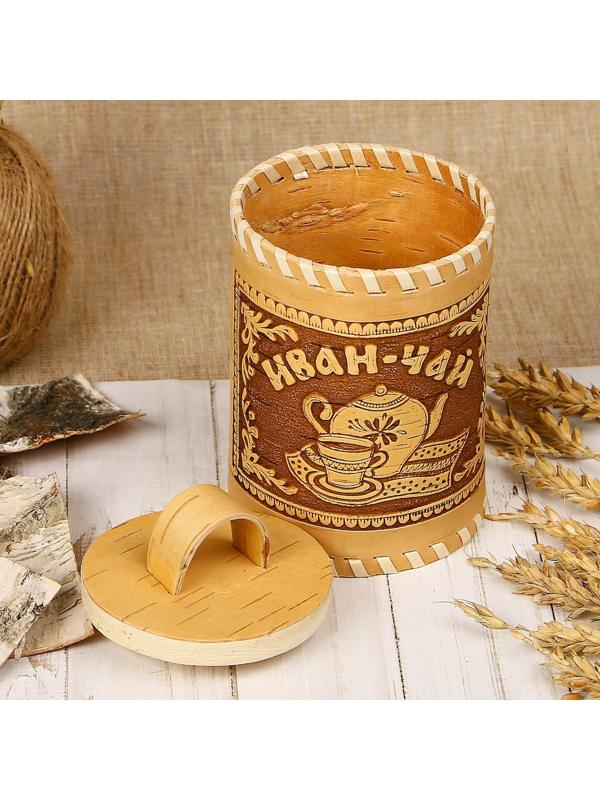 Туес «Иван-чай», 8,5×8,5×14 см, береста