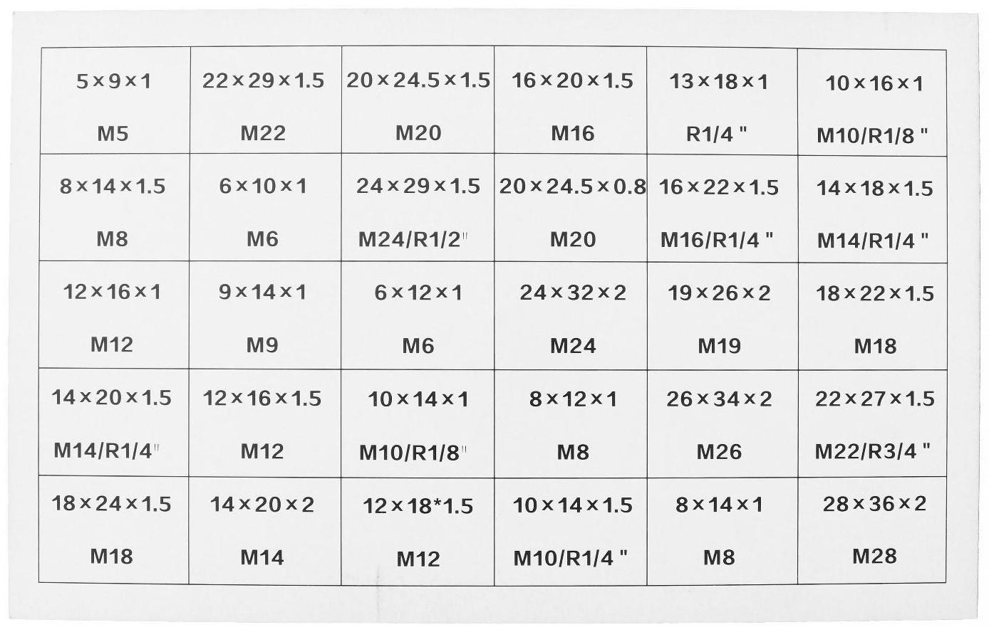 Набор медных прокладок, 30 размеров, 568 шт