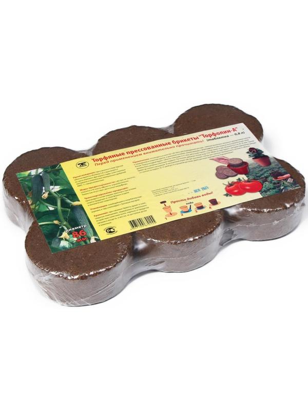 Таблетки торфяные, d = 8,5 см, без оболочки, набор 6 шт., «Торфолин-А»