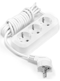 Удлинитель Smartbuy, 3 розетки, 3 м, 16 А, 3500 Вт, ПВС 3х1 мм2, с з/к, белый