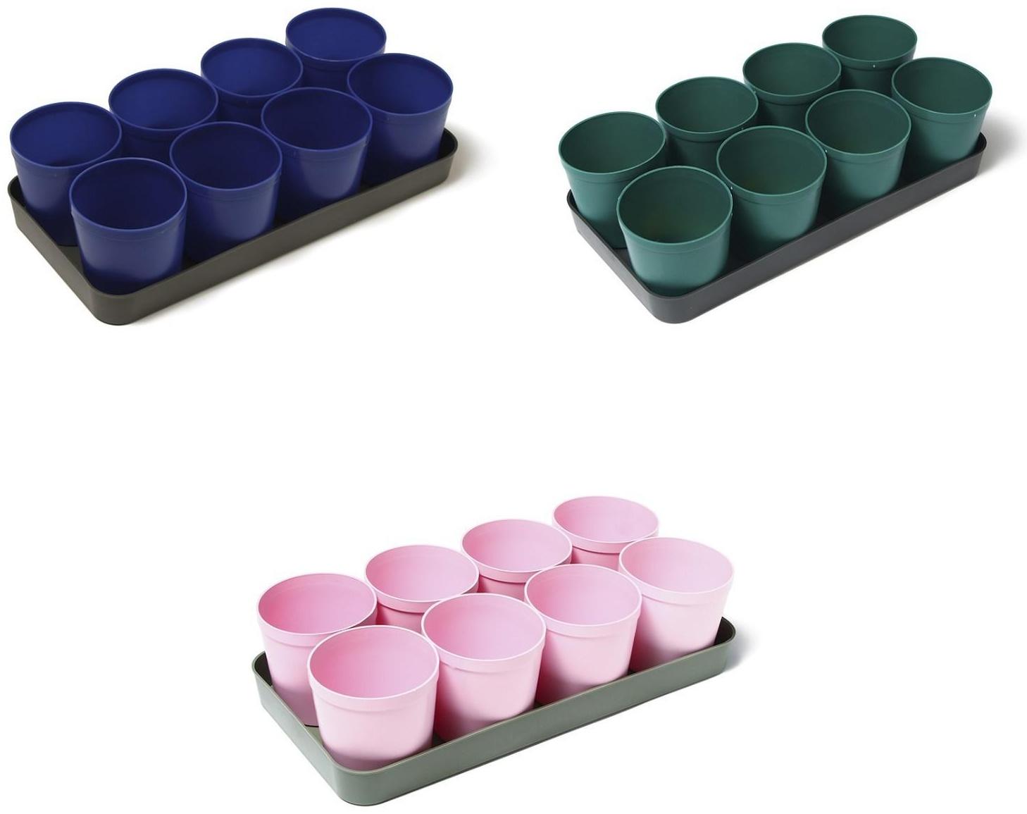 Набор для рассады: стаканы по 500 мл (8 шт.), поддон 40 × 20 см, цвет МИКС, Greengo