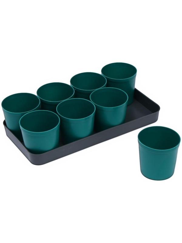 Набор для рассады: стаканы по 500 мл (8 шт.), поддон 40 × 20 см, цвет МИКС, Greengo