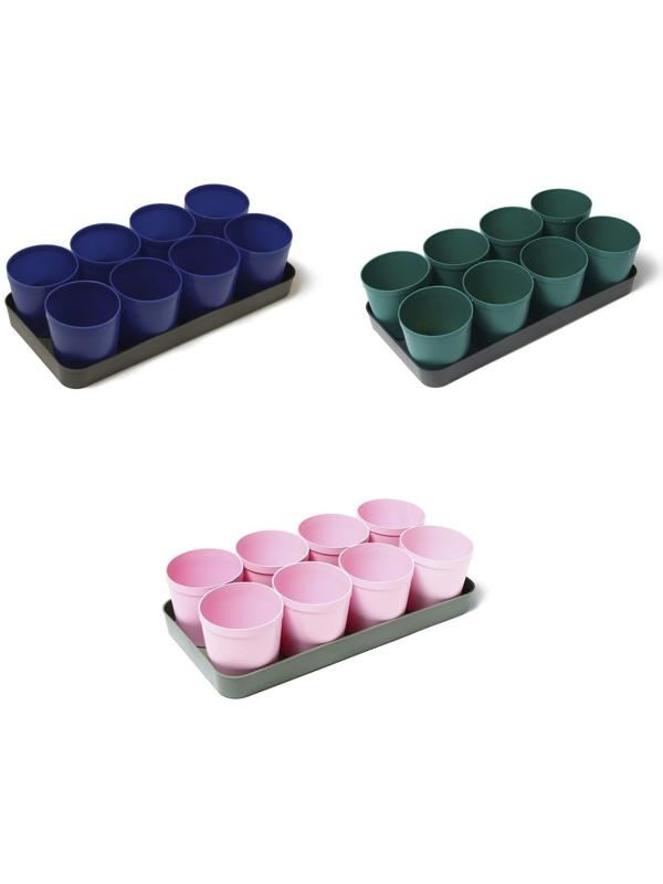 Набор для рассады: стаканы по 500 мл (8 шт.), поддон 40 × 20 см, цвет МИКС, Greengo