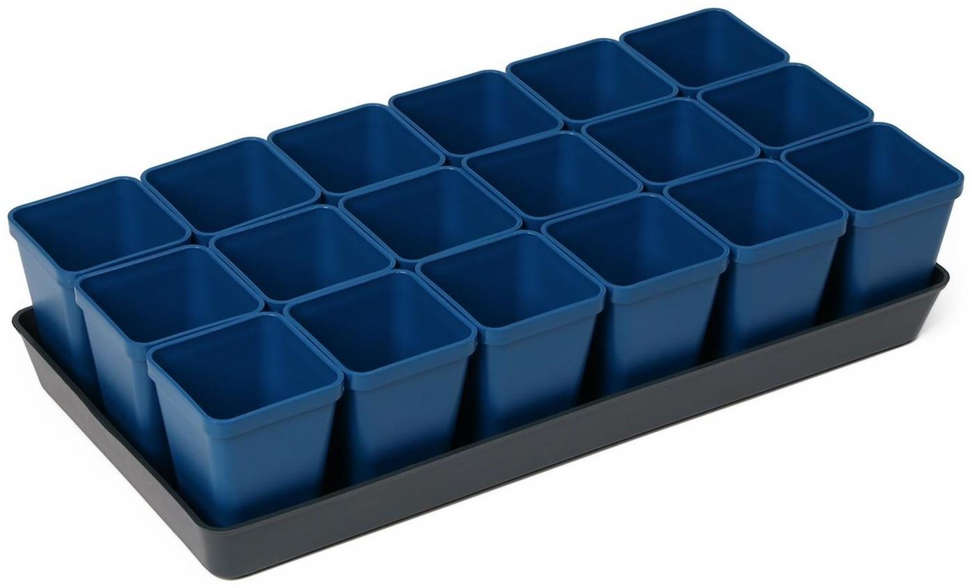 Набор для рассады: стаканы по 200 мл (18 шт.), поддон 36,5 × 17 см, цвет МИКС, Greengo