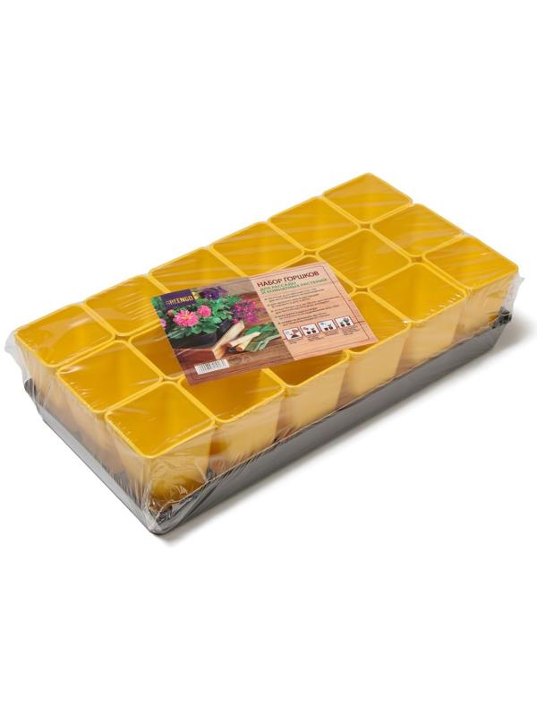 Набор для рассады: стаканы по 200 мл (18 шт.), поддон 36,5 × 17 см, цвет МИКС, Greengo