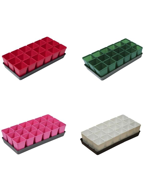 Набор для рассады: стаканы по 200 мл (18 шт.), поддон 36,5 × 17 см, цвет МИКС, Greengo