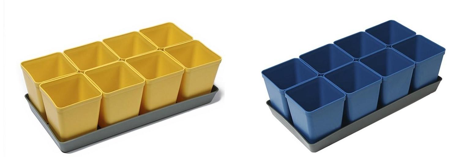 Набор для рассады: стаканы по 600 мл (8 шт.), поддон 36 × 18 см, цвет МИКС, Greengo