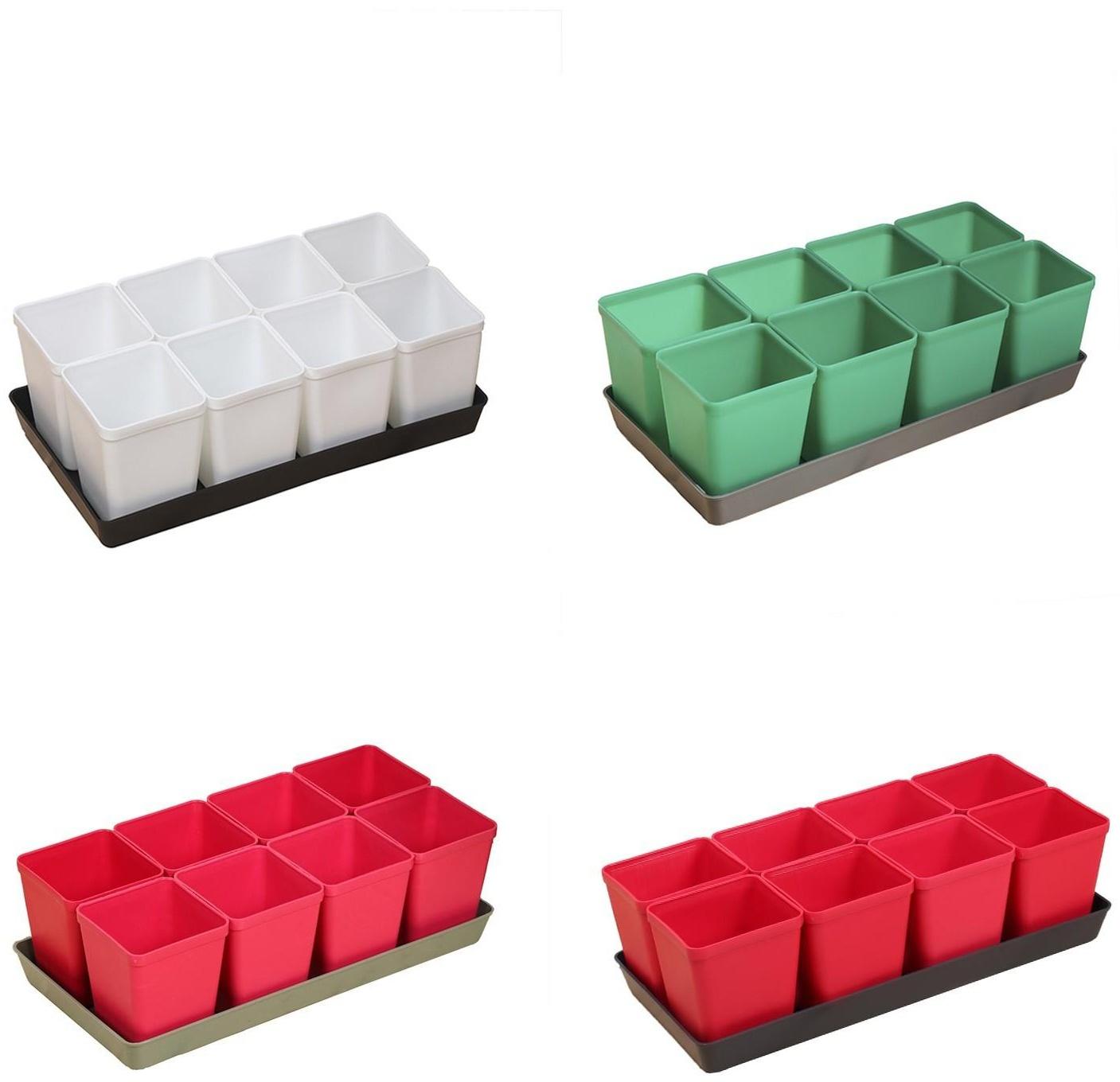 Набор для рассады: стаканы по 600 мл (8 шт.), поддон 36 × 18 см, цвет МИКС, Greengo