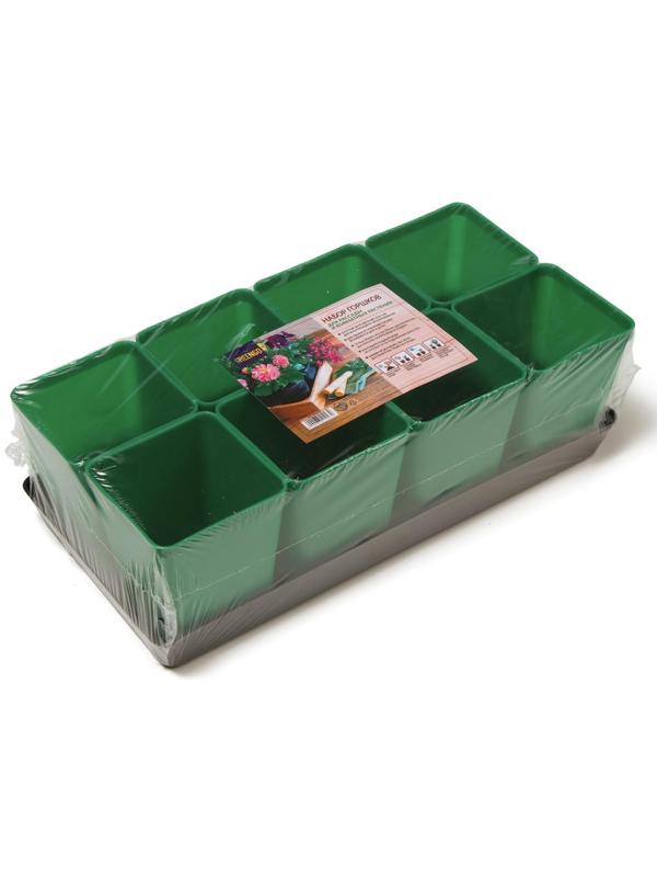 Набор для рассады: стаканы по 600 мл (8 шт.), поддон 36 × 18 см, цвет МИКС, Greengo