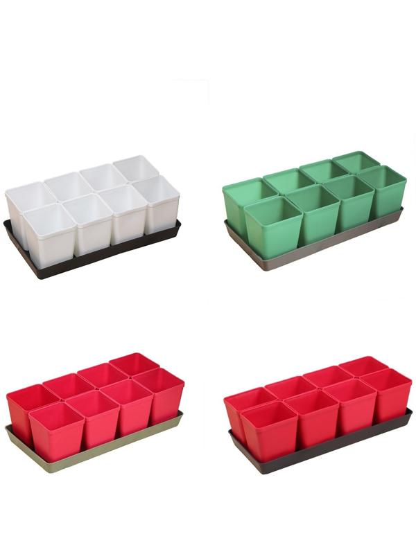 Набор для рассады: стаканы по 600 мл (8 шт.), поддон 36 × 18 см, цвет МИКС, Greengo