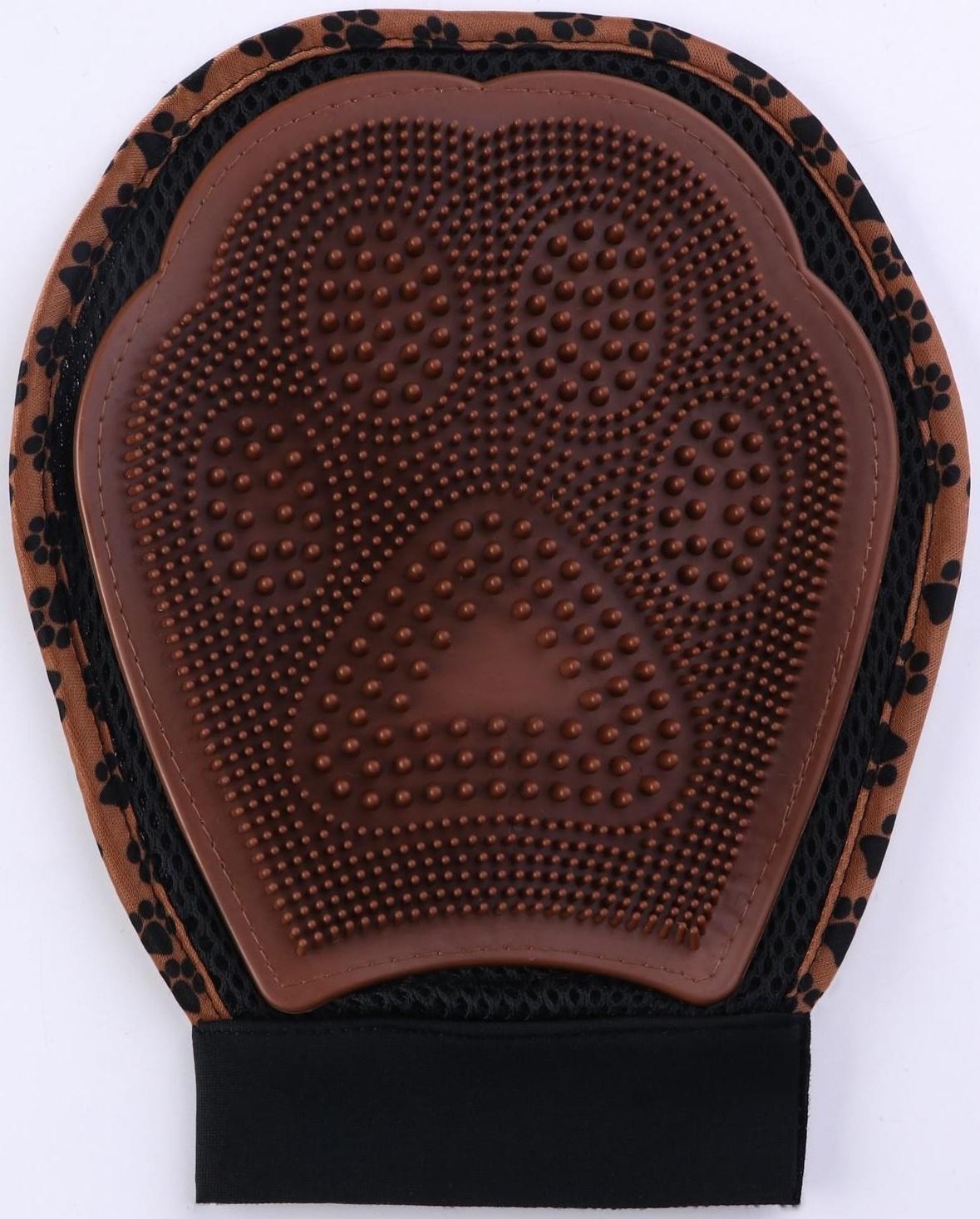 Рукавица - щетка для шерсти двусторонняя, на правую и левую руку, микс цветов