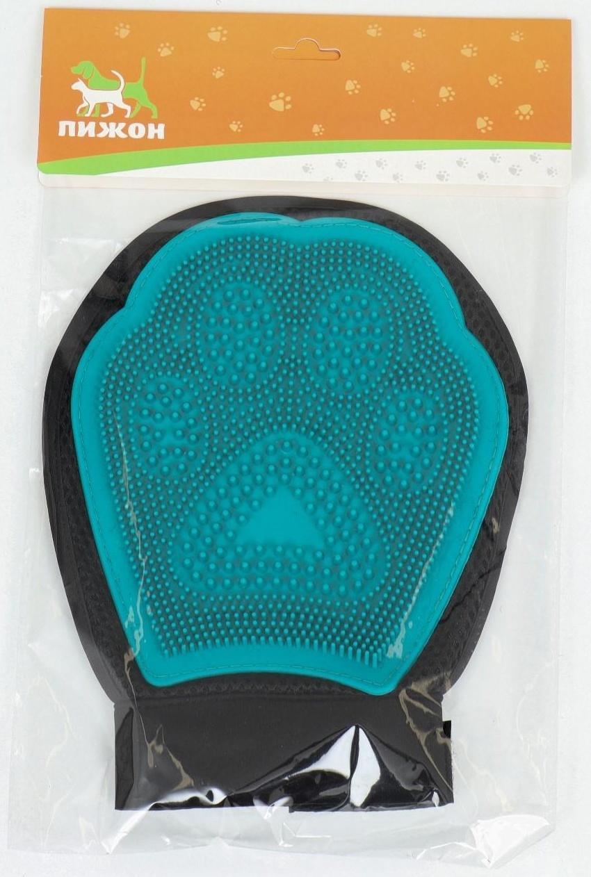 Рукавица - щетка для шерсти двусторонняя, на правую и левую руку, микс цветов