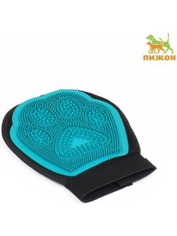 Рукавица - щетка для шерсти двусторонняя, на правую и левую руку, микс цветов