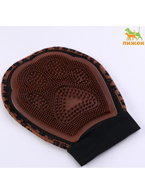 Рукавица - щетка для шерсти двусторонняя, на правую и левую руку, микс цветов