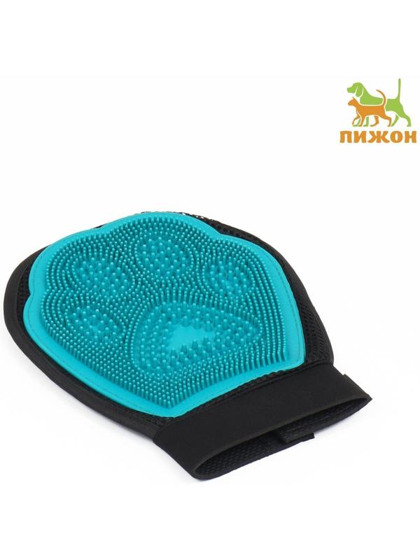 Рукавица - щетка для шерсти двусторонняя, на правую и левую руку, микс цветов