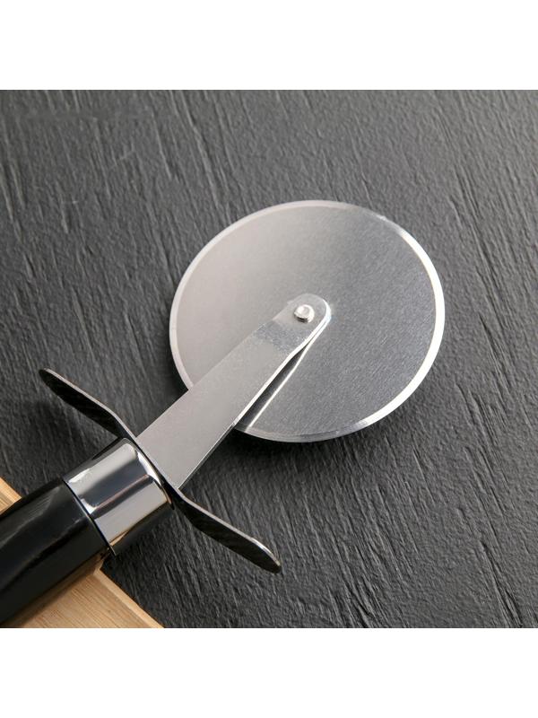 Нож для пиццы и теста Доляна «Скина», 20 см, цвет чёрный