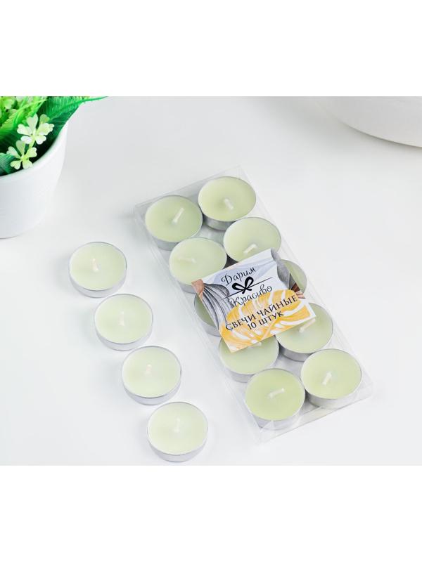 Набор чайных свечей, 10 шт, 6г, бело-зеленый