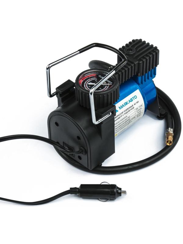 Компрессор автомобильный МАЯКАВТО АС-583ма c подсветкой манометра, 14 А, 35 л/мин, 12 В, 10 Атм/150PSI