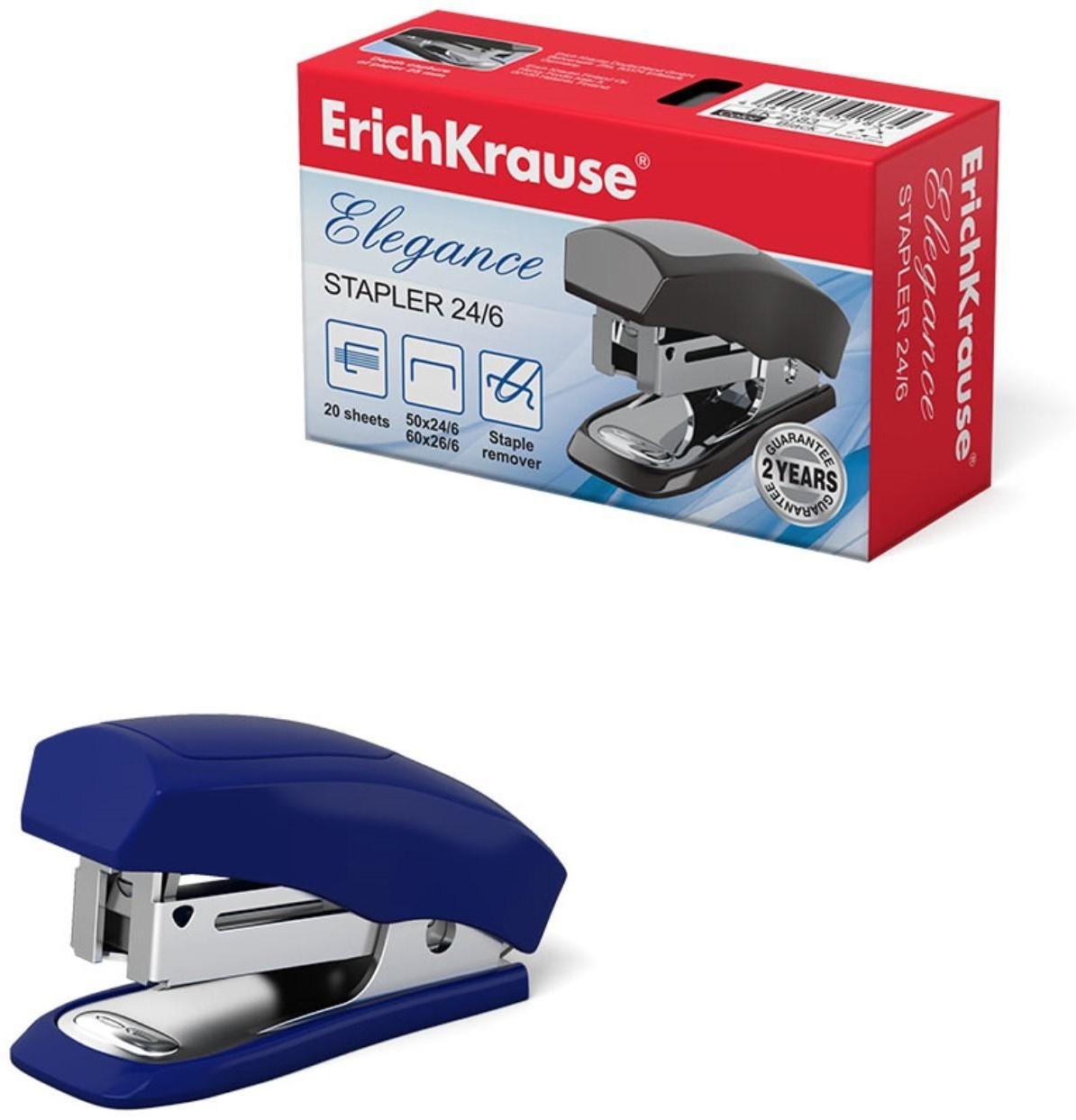 Степлер ErichKrause Elegance mini, № 24/6, 26/6, до 20 листов, микс