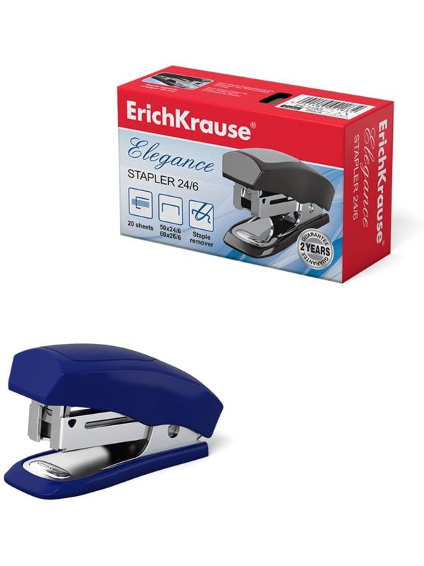 Степлер ErichKrause Elegance mini, № 24/6, 26/6, до 20 листов, микс