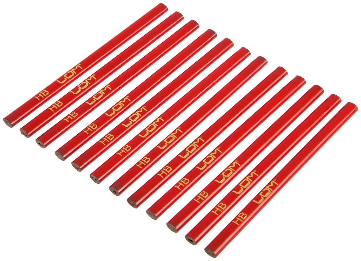 Карандаши строительные ЛОМ, 180 мм, 12 шт.