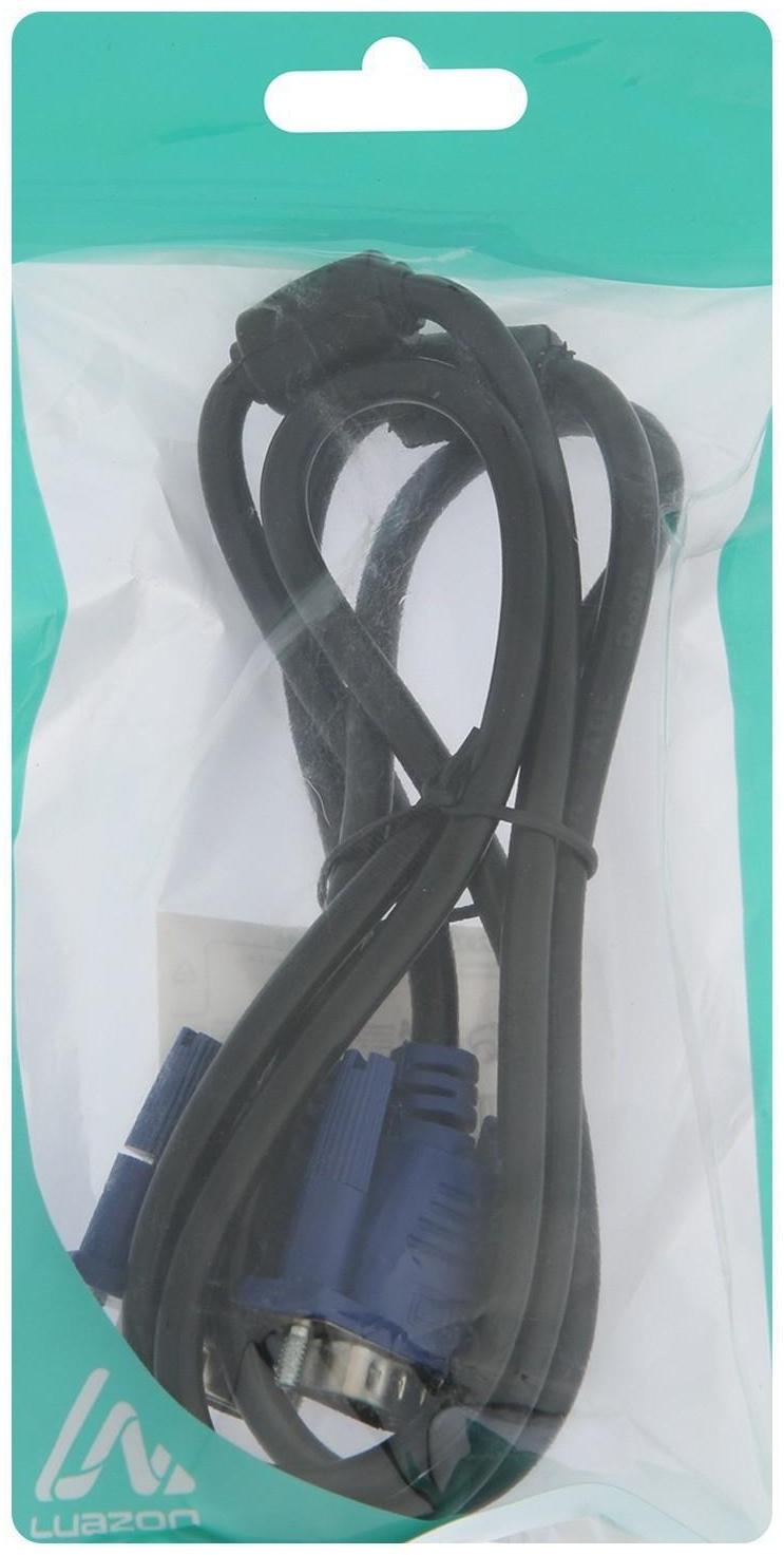 Кабель видео LuazON, VGA (m) - VGA (m), 1 м, чёрный