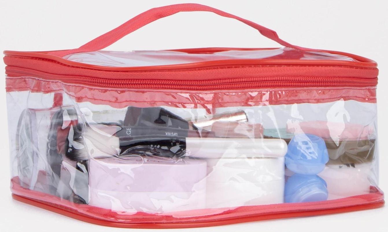 Косметичка на молнии, цвет красный