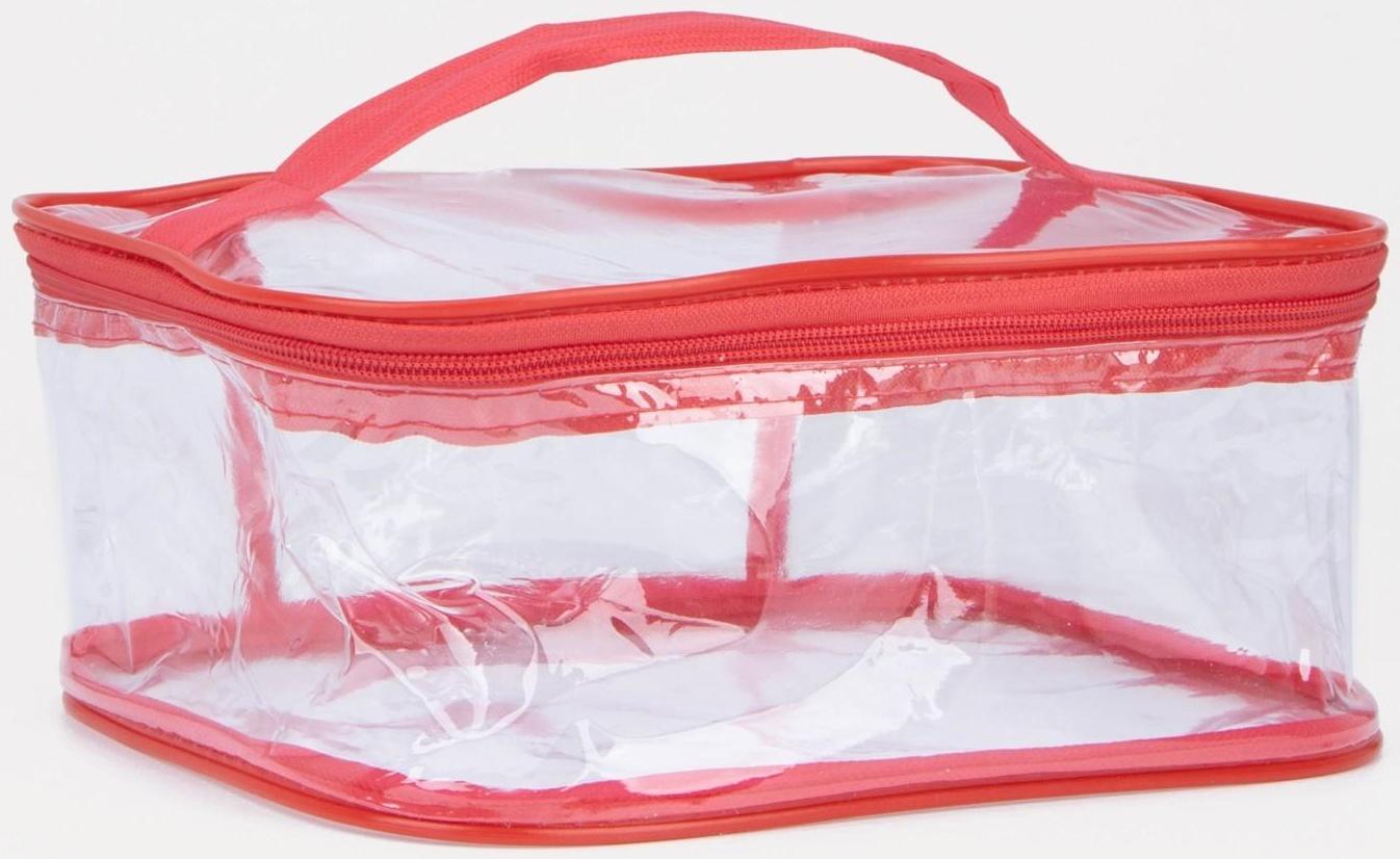 Косметичка на молнии, цвет красный