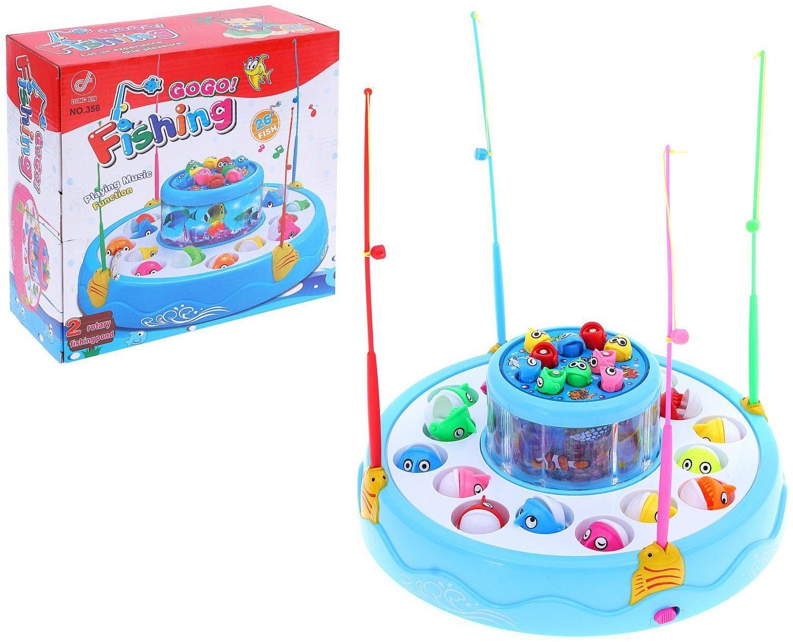 Рыбалка «Подводный мир», двухъярусная , 26 рыбок, 4 удочки, световые и звуковые эффекты, МИКС