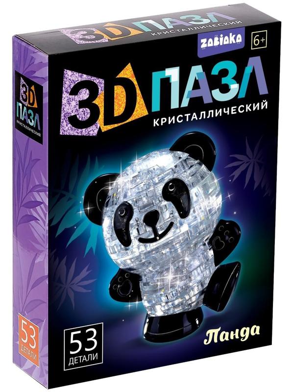 Пазл 3D кристаллический «Панда», 53 детали, цвета МИКС