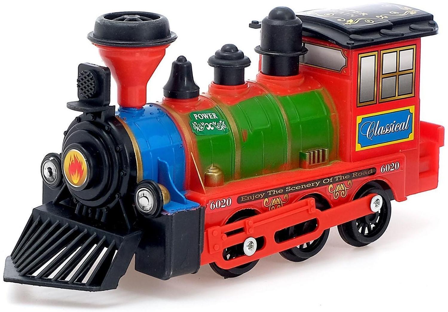 Паровоз инерционный «Детский», световые и звуковые эффекты, цвета МИКС