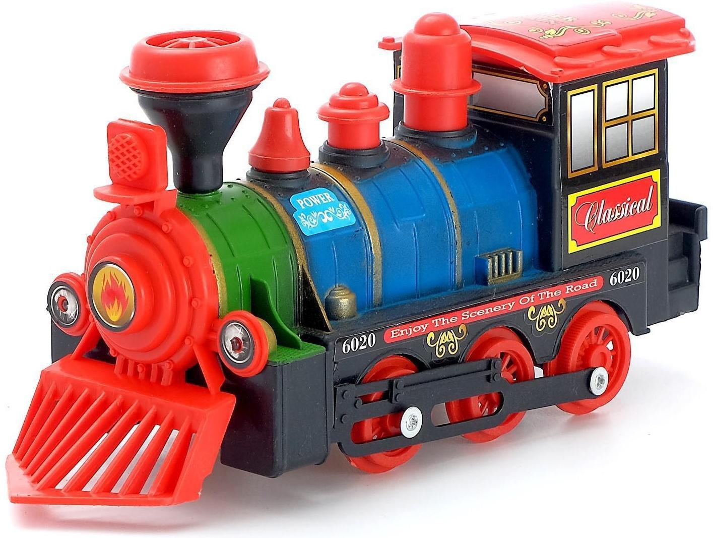 Паровоз инерционный «Детский», световые и звуковые эффекты, цвета МИКС