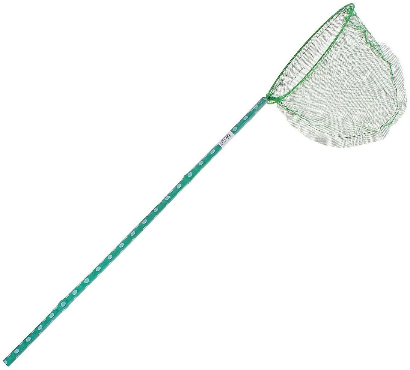 Сачок детский, бамбуковая ручка в горох 60 см, d=20 см, цвета МИКС