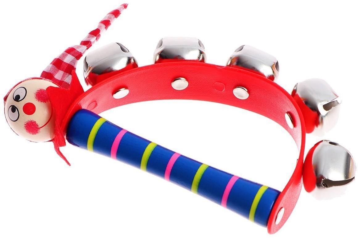 Игрушка музыкальная Бубен «Звери» с колокольчиками, МИКС