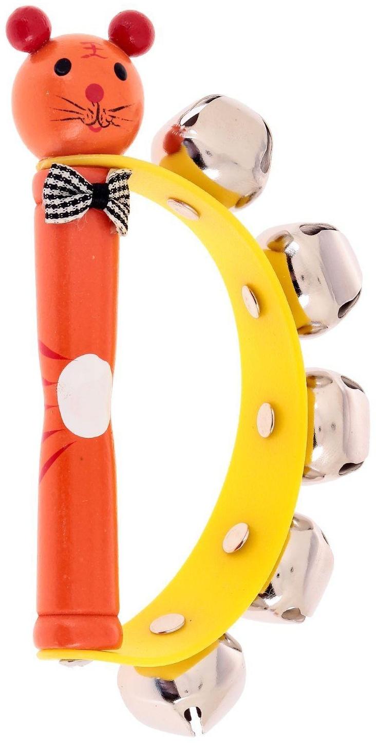 Игрушка музыкальная Бубен «Звери» с колокольчиками, МИКС