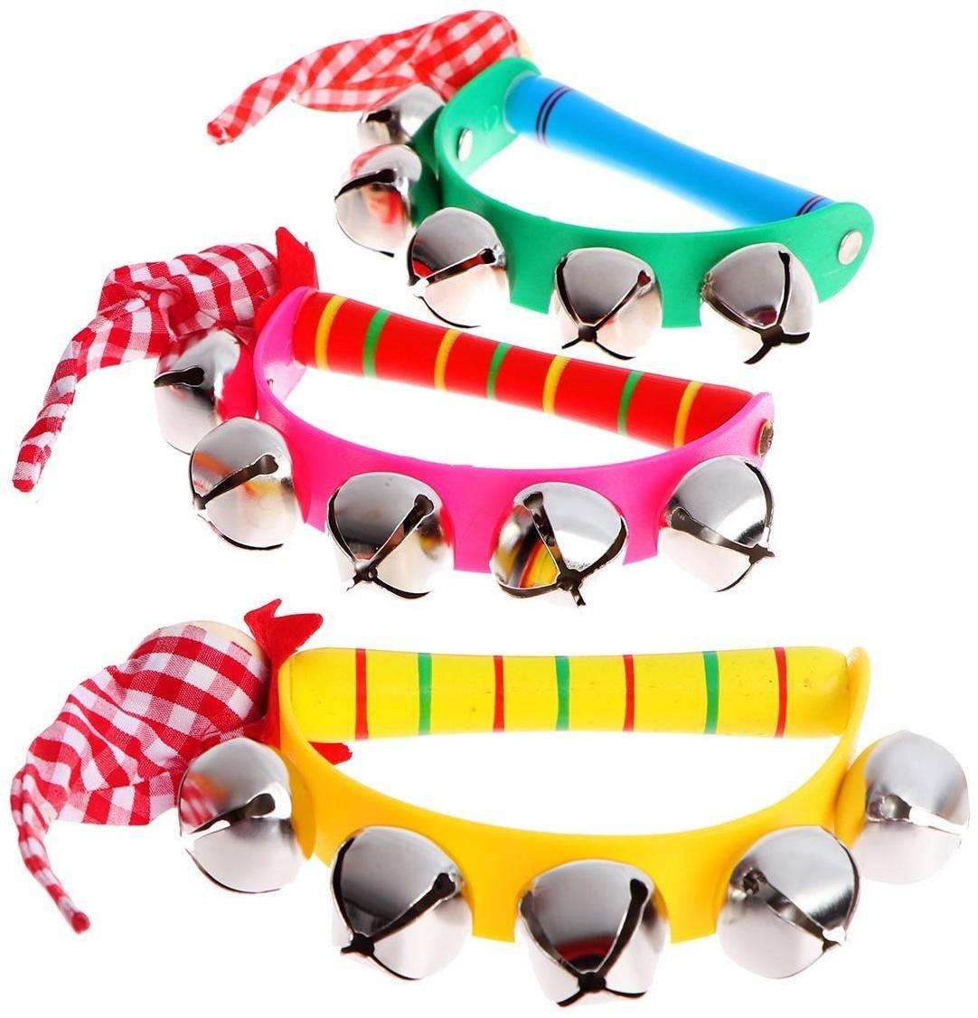 Игрушка музыкальная Бубен «Звери» с колокольчиками, МИКС