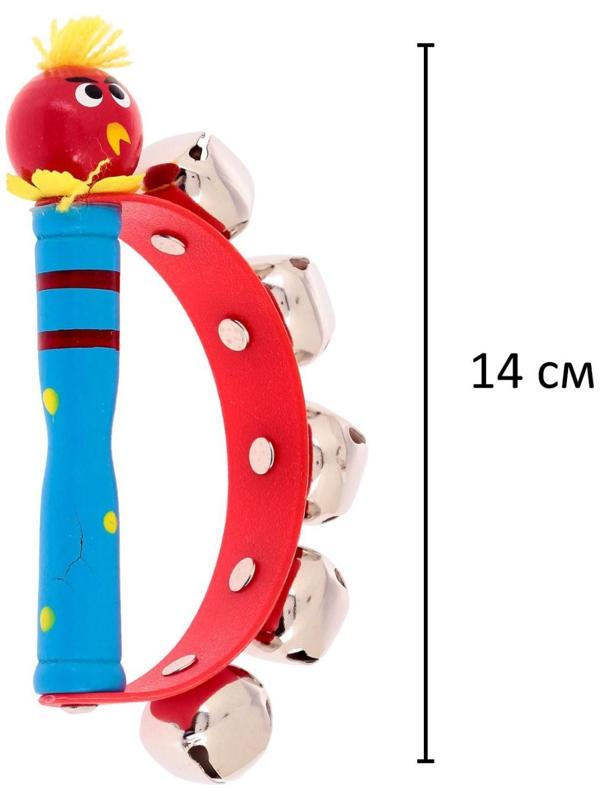 Игрушка музыкальная Бубен «Звери» с колокольчиками, МИКС