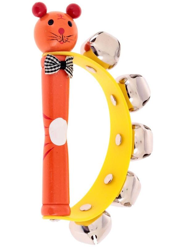 Игрушка музыкальная Бубен «Звери» с колокольчиками, МИКС