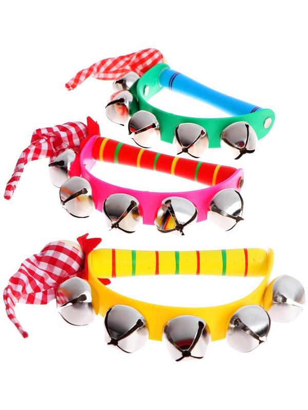 Игрушка музыкальная Бубен «Звери» с колокольчиками, МИКС