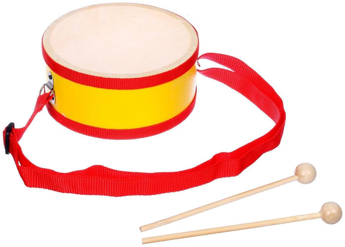 Игрушечный барабан, с палочками, на ленте, бумажная мембрана, размер: 15 × 15 × 7 см