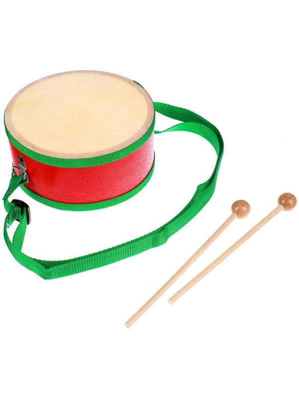 Игрушечный барабан, с палочками, на ленте, бумажная мембрана, размер: 15 × 15 × 7 см