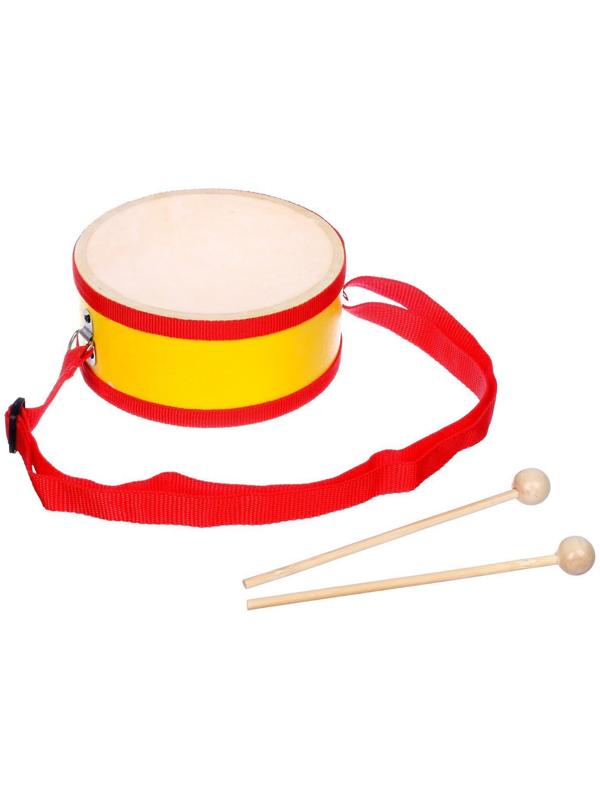 Игрушечный барабан, с палочками, на ленте, бумажная мембрана, размер: 15 × 15 × 7 см