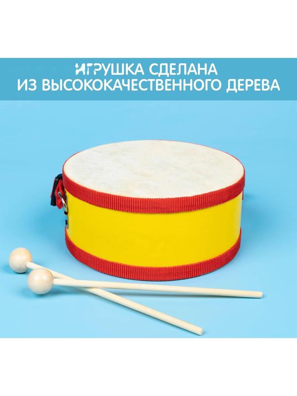 Игрушечный барабан, с палочками, на ленте, бумажная мембрана, размер: 15 × 15 × 7 см